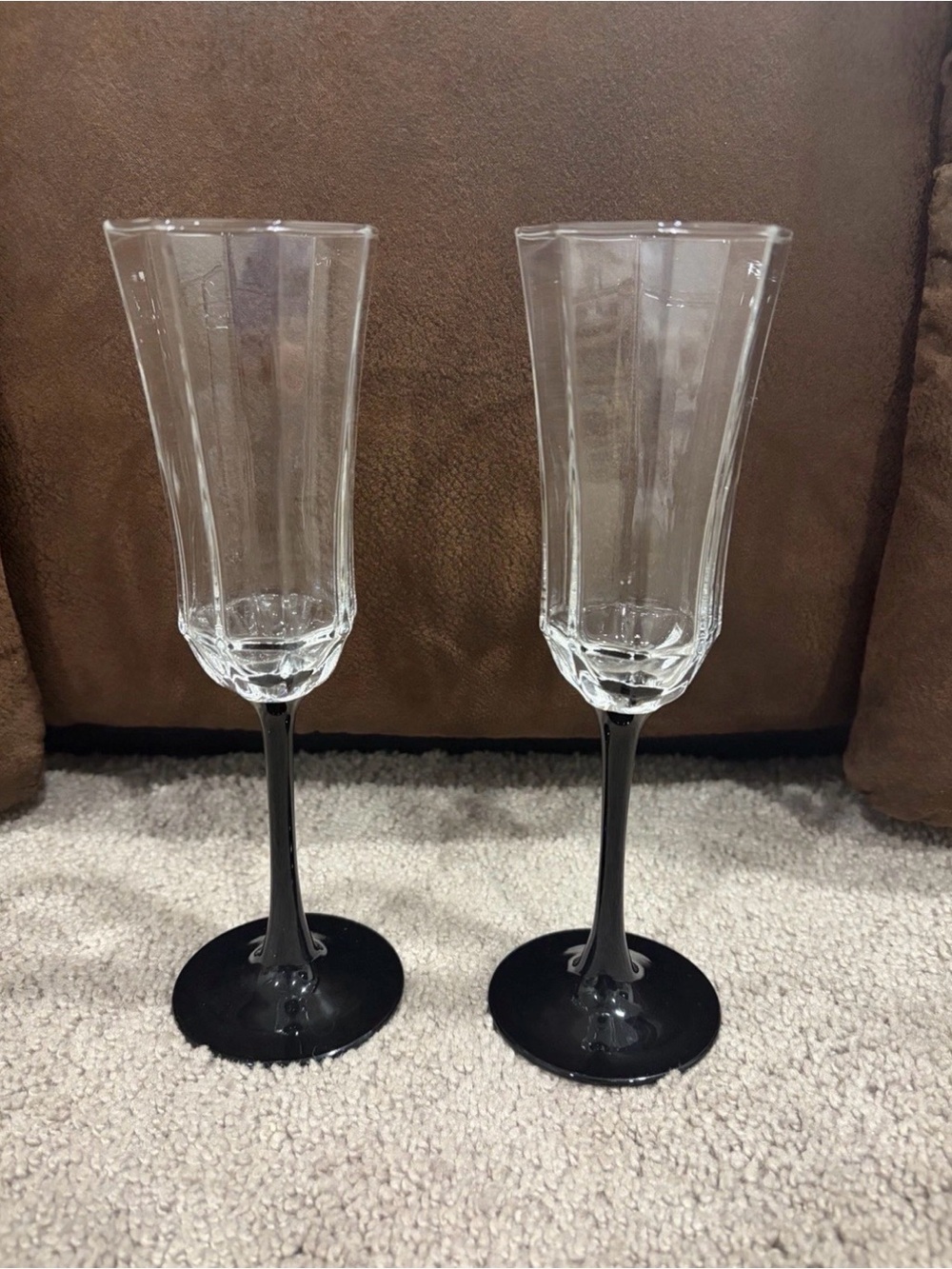 Luminarc Octime Vintage Crystal Black Stem Champagne Flute Set of 2